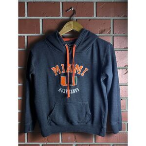 Miami Hurricanes Stadium Athletics Hoodie Gray Orange Men's Medium NCAA